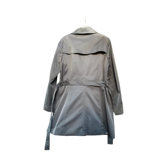 Sandro Studio Women's Grey Trench Coat Belted Jacket Size Medium Pre-Owned - Picture 4 of 10